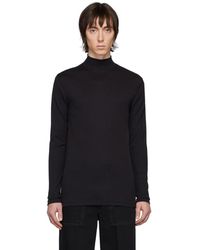 Lemaire Black Rib Knit Turtleneck - Blue