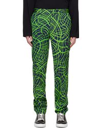 Moschino - Navy & Green Wave Line Trousers - Lyst