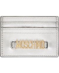 Moschino - Silver Lettering Logo Foiled Card Holder - Lyst