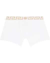 Versace - White Greca Border Long Boxers - Lyst