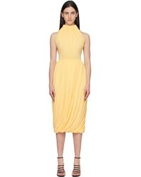 Alaïa - Robe Midi Torsadée Jaune En Jersey - Lyst