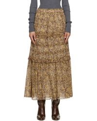 Isabel Marant - Volomia Floral-Print Tiered Cotton Midi Skirt - Lyst