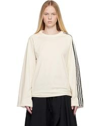 Y-3 - Off- Raw Edge 3 Stripes Long Sleeve T-shirt - Lyst