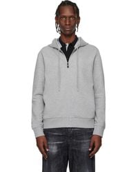 BOSS - Stretch Cotton Logo Detail Zip-Up Hoodie - Lyst