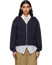 Acne Studios - Pull À Capuche Bleu Marine À Glissière - Lyst