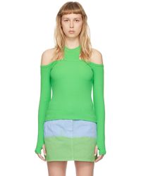 MSGM - Green Cutout Long Sleeve T-shirt - Lyst
