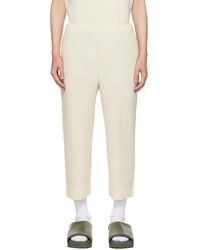 Homme Plissé Issey Miyake - Homme Plissé Issey Miyake Off-white Monthly Color June Trousers - Lyst