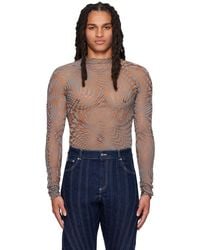 Mugler - Tan & Gray Star Turtleneck - Lyst