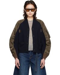 Sacai - Nylon Twill Knit Cardigan - Lyst