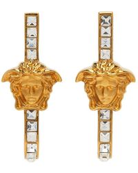 Versace - Boucles d'oreilles dorées à méduseà ornements en verre taillé - Lyst