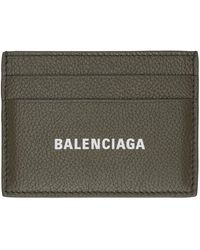Balenciaga - Porte-cartes kaki à logo imprimé - Lyst