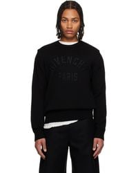 Givenchy - Pull Noir En Tricot De Coton À Logo Brodé - Lyst