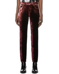 burgundy velvet pants mens