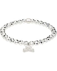 MASTERMIND WORLD - Bracelet À Perles En Pierre D'Hématite Plaqué Argent Sterling À Breloque À Logo - Lyst