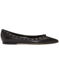 Valentino Black Valentino Garavani Tonal Rockstud Ballerina Flats