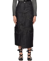Feng Chen Wang - Paneled Denim Midi Skirt - Lyst