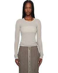 Rick Owens - Off- Temple Cropped Rib Ls T-Shirt - Lyst