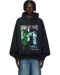 Vetements - Pull À Capuche Surdimensionné Bleu Marine Et Vert À Effet Reconstruit - Lyst