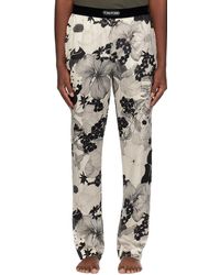 Tom Ford - Pantalon de pyjama noir et blanc cassé à motif fleuri - Lyst