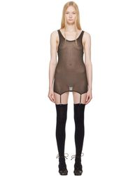 Lemaire - ブラウン Seamless Rib Suspenders タンクトップ - Lyst