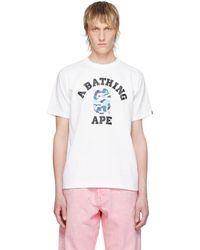 A Bathing Ape - T-shirt blanc à logo de style collégial à motif camouflage abc - Lyst
