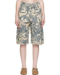 Acne Studios - ブルー ディストレス モノグラム デニムショートパンツ - Lyst