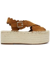 bamboo scallop espadrille tan womens platform sandals