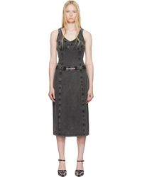 DIESEL - Robe Midi Inny Grise À Motif Trompe L'Œil De Style Denim - Lyst