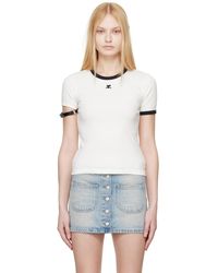Courreges - T-shirt blanc à patte à boucle à ardillon - Lyst
