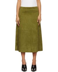 Bottega Veneta - Full Grain Suede Midi Skirt - Lyst
