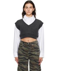 T By Alexander Wang - Gray & White Layered Shirt - Lyst