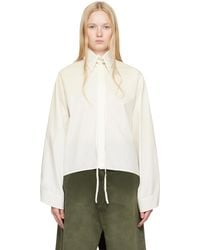 MM6 by Maison Martin Margiela - Off- Light Cotton Poplin Long-Sleeved Shirt - Lyst
