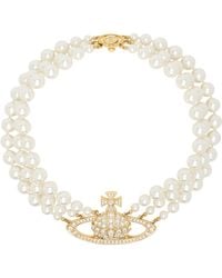 Vivienne Westwood - Three Row Faux-Pearl Bas Relief Necklace - Lyst