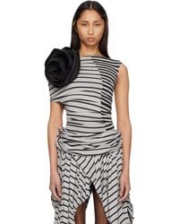 VAQUERA - Striped Corsage Top - Lyst