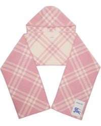 Burberry - Check Wool Hooded Scarf - Lyst