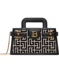 Balmain - Petit Sac Noir Et Blanc Cassé À Monogrammes - Lyst