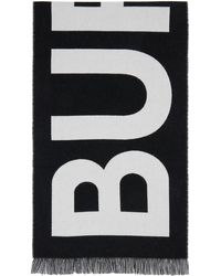 Burberry - &ホワイト ジャカード ロゴ マフラー - Lyst