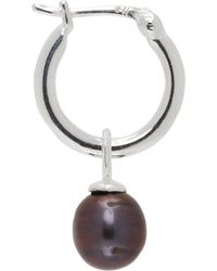 Hatton Labs - Boucle d'oreille à anneau unique argenté et noir à perle exclusive à ssense - Lyst