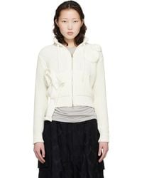 OPEN YY - Off- Applique Knit Zipup Sweater - Lyst