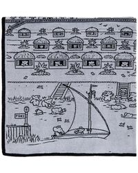 Lanvin Black And White Illustrated Hut Towel - Multicolour