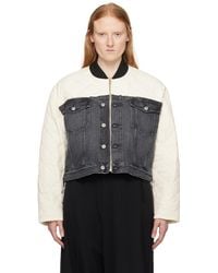 MM6 by Maison Martin Margiela - Off- & Paneled Denim Bomber Jacket - Lyst