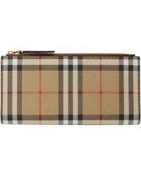 Burberry - Beige Check Large Bifold Wallet - Lyst