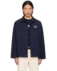 A.P.C. - Blouson regis bleu marine - Lyst