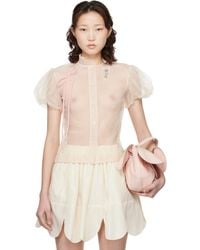 Simone Rocha - Off- Embellished Sheer Offset Fragment Collar Shirt - Lyst
