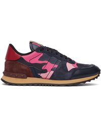 Valentino Navy And Pink Valentino Garavani Camo Rockrunner Trainers - Blue