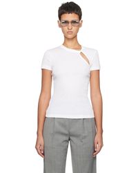 Helmut Lang - White Asymmetrical Slash T-shirt - Lyst