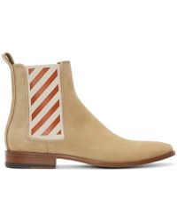 Off-White c/o Virgil Abloh Striped Gore Leather Chelsea Boots - Natural