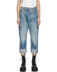 R13 Blue Cross-over Jeans