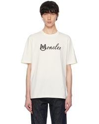 Moncler - Off- Embroidered Varsity Logo Cotton T-Shirt - Lyst