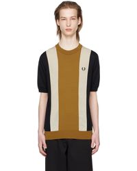 Fred Perry - Black & Tan Striped T-shirt - Lyst